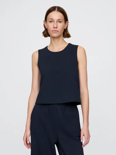 Gap Organic Cotton Heavyweight Cropped Shell Tank Top In Navy Blue