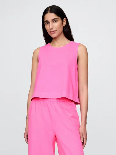 Gap Organic Cotton Heavyweight Cropped Shell Tank Top In Standout Pink