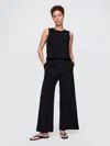 Gap Organic Cotton Heavyweight Cropped Wide-leg Pants In Black