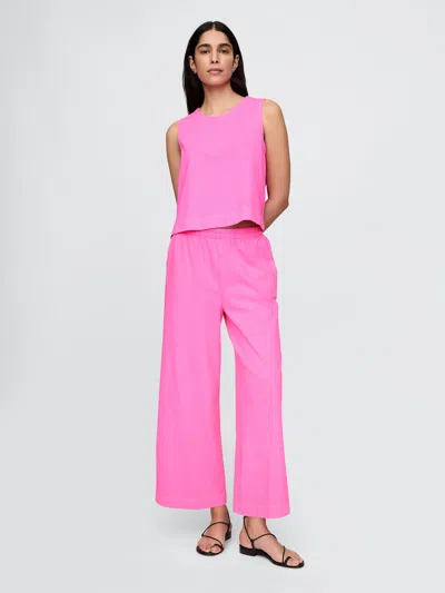 Gap Organic Cotton Heavyweight Cropped Wide-leg Pants In Standout Pink