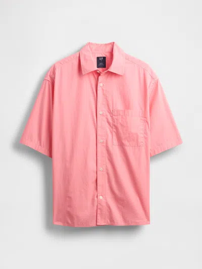 Gap Organic Cotton Oversized Poplin Shirt In Pink