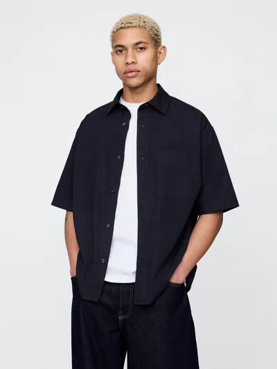Gap Organic Cotton Oversized Poplin Shirt In Dark Night