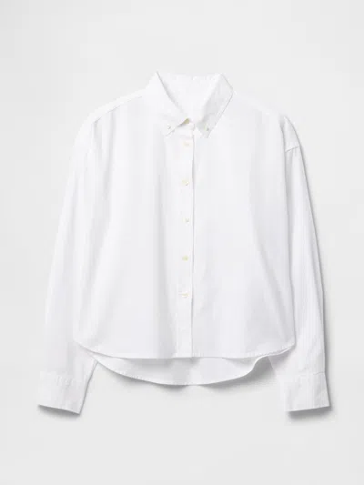 Gap Organic Cotton Oxford Cropped Big Shirt In Optic White