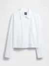 Gap Organic Cotton Oxford Oversized Crop Shirt In White