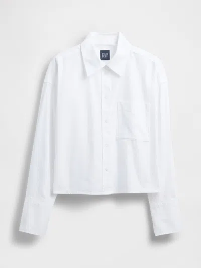 Gap Organic Cotton Oxford Oversized Crop Shirt In White