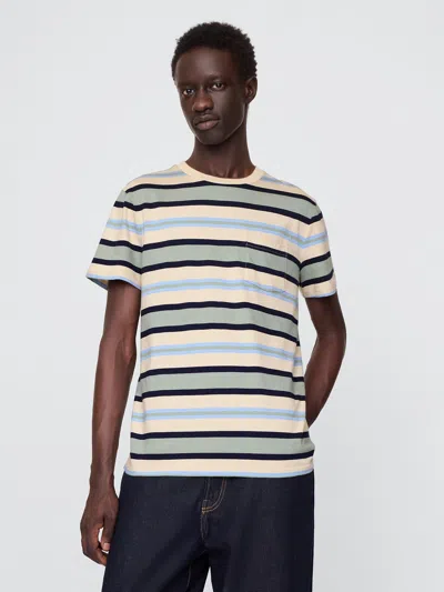 Gap Organic Cotton Pocket T-shirt In Beige Stripe