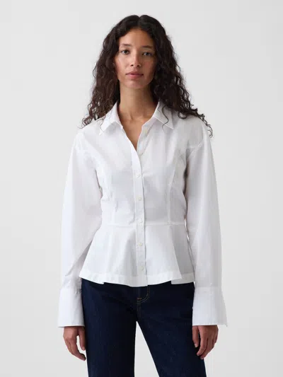 Gap Organic Cotton Popin Peplum Shirt In Optic White
