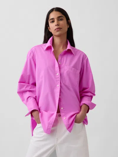 Gap Organic Cotton Poplin Big Shirt In Pink