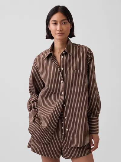 Gap Organic Cotton Poplin Big Shirt In Brown