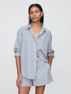 Gap Organic Cotton Poplin Big Shirt In White And Blue Stripe