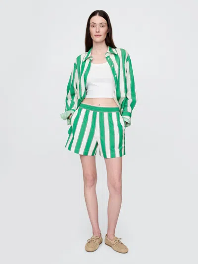 Gap Organic Cotton Poplin Boxer Shorts In Green Stripe