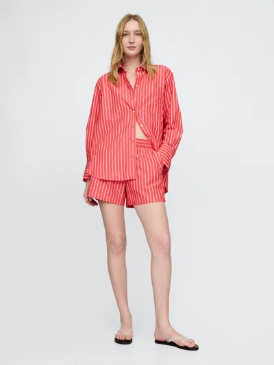 Gap Organic Cotton Poplin Boxer Shorts In Pink And Red Stripe