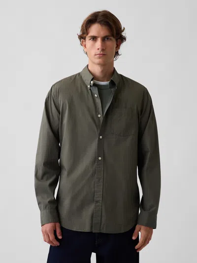 Gap Organic Cotton Poplin Classic Shirt In Tweed Green