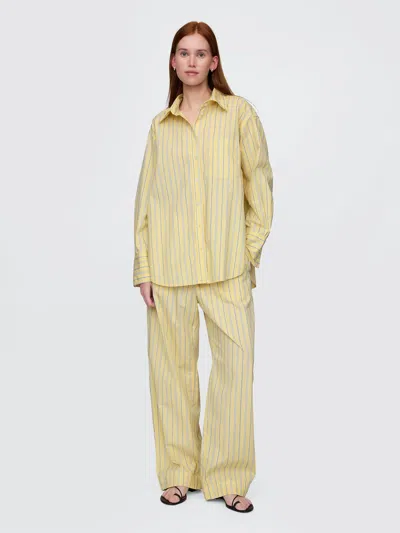 Gap Organic Cotton Poplin Easy Wide-leg Pants In Yellow Stripe