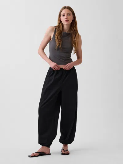 Gap Organic Cotton Poplin Loose Easy Joggers In Black