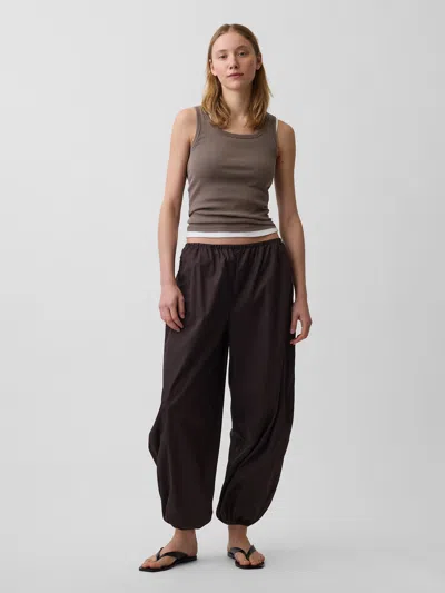 Gap Organic Cotton Poplin Loose Easy Joggers In Brown