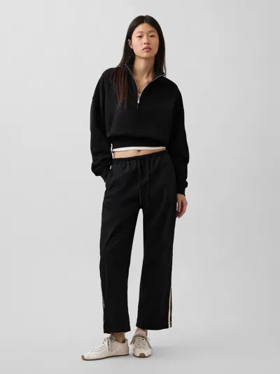 Gap Organic Cotton Poplin Relaxed Easy Stripe Pants In Black