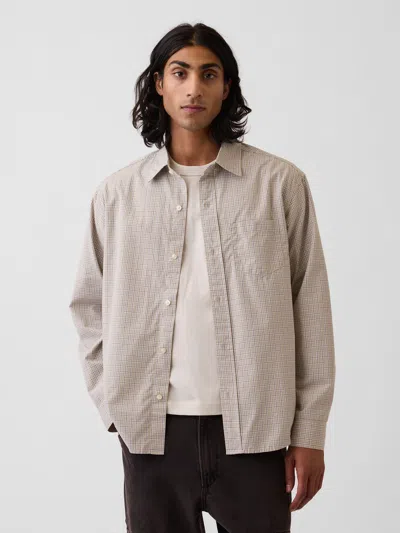 Gap Organic Cotton Poplin Relaxed Shirt In Cobblestone Beige