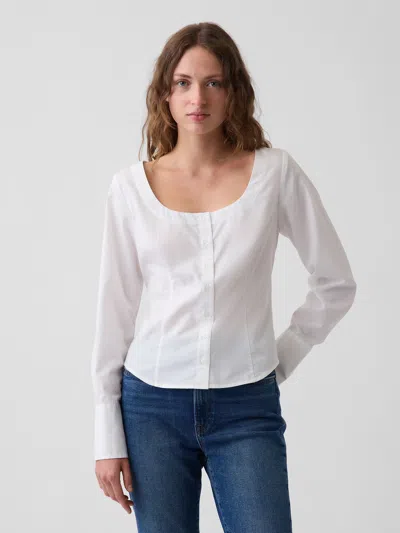 Gap Organic Cotton Poplin Scoop Neck Top In Off White