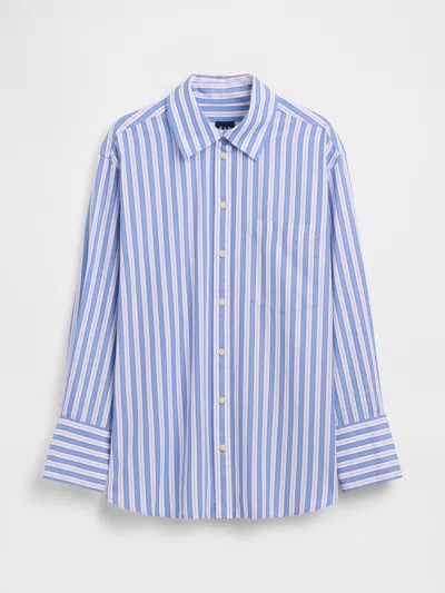 Gap Organic Cotton Poplin Stripe Big Shirt In Blue