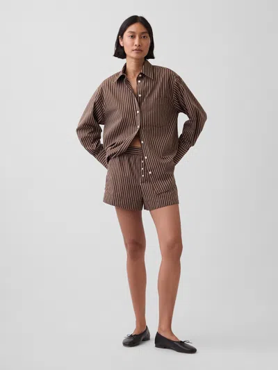 Gap Organic Cotton Poplin Stripe Boxer Shorts In Brown