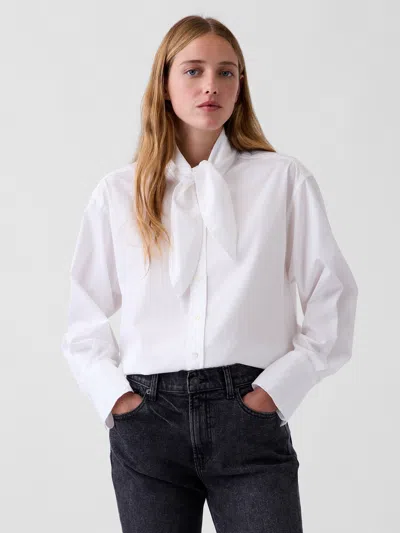 Gap Organic Cotton Poplin Tie-neck Big Shirt In Multi