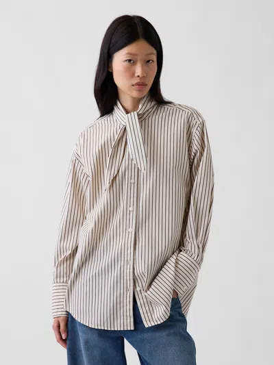 Gap Organic Cotton Poplin Tie-neck Big Shirt In Neutral