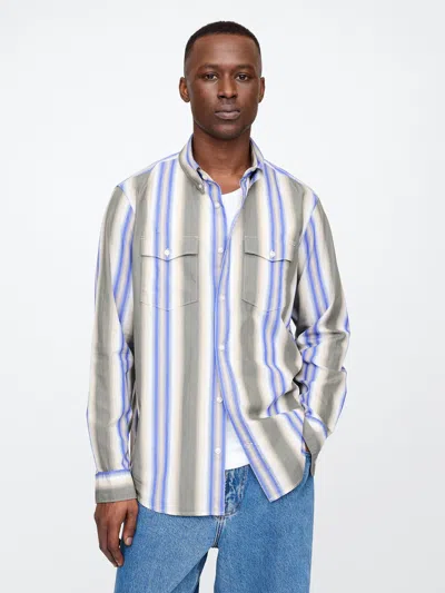 Gap Organic Cotton Poplin Western Shirt In Bedrock Stripe