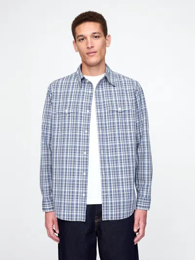 Gap Organic Cotton Poplin Western Shirt In Blue Track