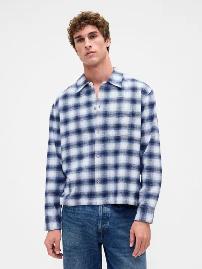 Gap Organic Cotton Relaxed Flannel Shirt In Blue