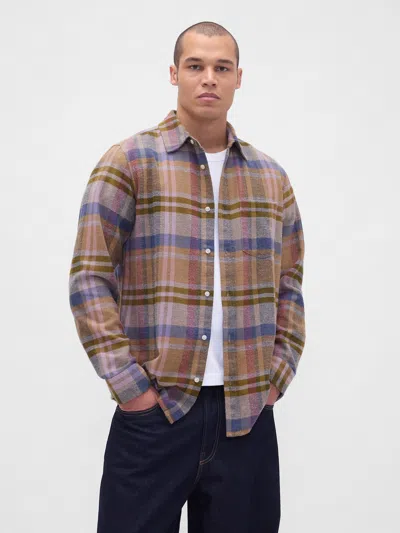 Gap Organic Cotton Relaxed Flannel Shirt In Brown