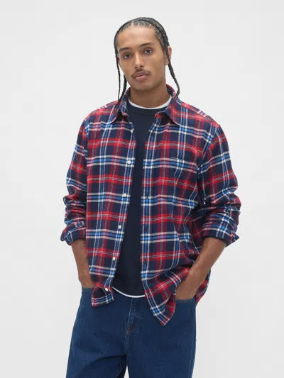 Gap Organic Cotton Relaxed Flannel Shirt In Multi