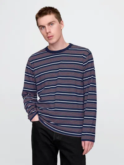Gap Organic Cotton Relaxed T-shirt In Navy Stripe Top