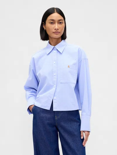 Gap Organic Cotton Straight-hem Crop Shirt In Blue