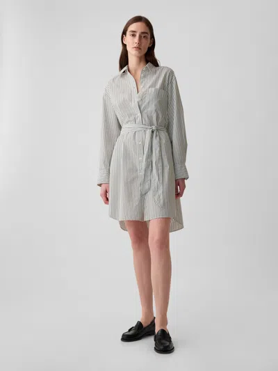 Gap Organic Cotton Stripe Mini Shirtdress In Black Stripe | ModeSens