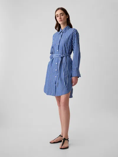 Gap Organic Cotton Stripe Mini Shirtdress In Blue Stripe