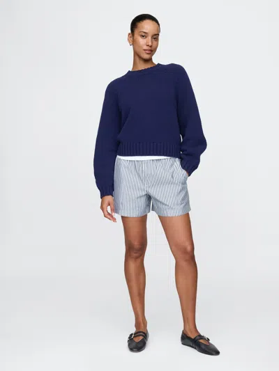 Gap Organic Cotton Striped Poplin Shorts In Blue Stripe
