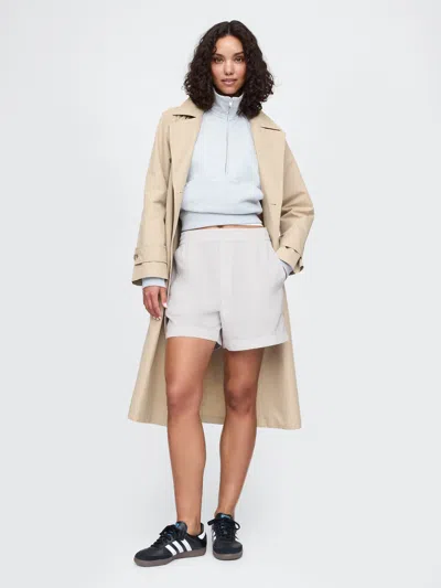 Gap Organic Cotton Striped Poplin Shorts In Optic White