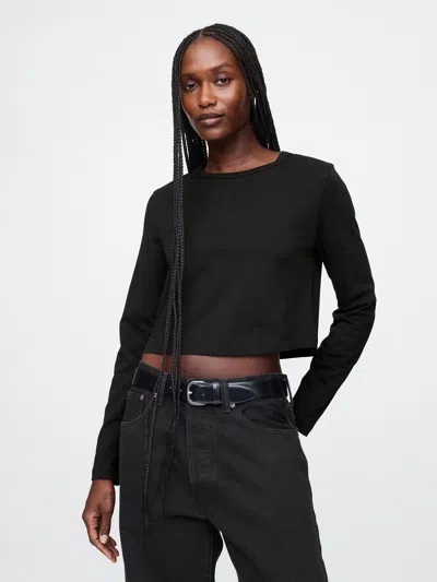 Gap Organic Cotton Vintage Cropped T-shirt In Black