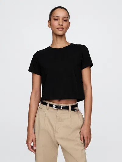 Gap Organic Cotton Vintage Cropped T-shirt In Black