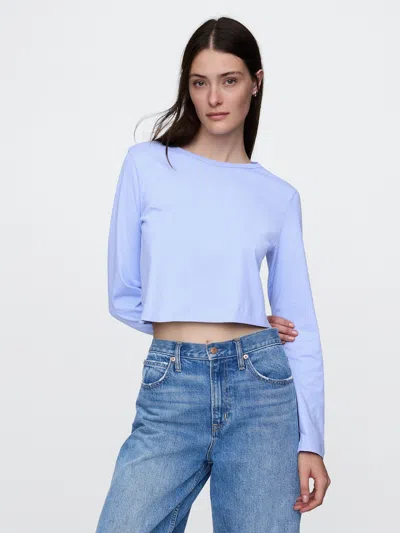 Gap Organic Cotton Vintage Cropped T-shirt In Blue Crystal
