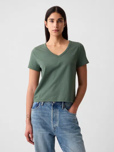 Gap Organic Cotton Vintage Cropped T-shirt In Forest Green