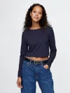 Gap Organic Cotton Vintage Cropped T-shirt In Navy Blue