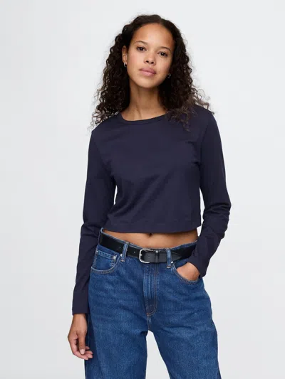 Gap Organic Cotton Vintage Cropped T-shirt In Navy Blue