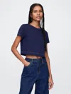 Gap Organic Cotton Vintage Cropped T-shirt In Navy Blue With White Trim