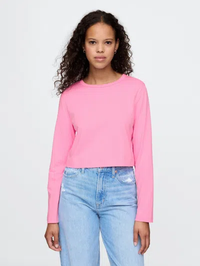 Gap Organic Cotton Vintage Cropped T-shirt In Parisian Pink