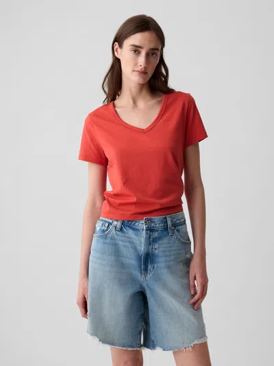 Gap Organic Cotton Vintage Cropped T-shirt In Spring Coral Red