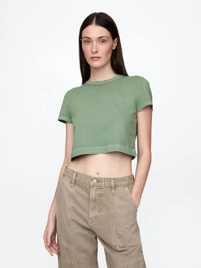 Gap Organic Cotton Vintage Shrunken Cropped T-shirt In Gasoline Green