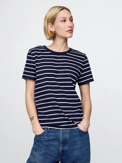 Gap Organic Cotton Vintage T-shirt In Navy Blue Stripe