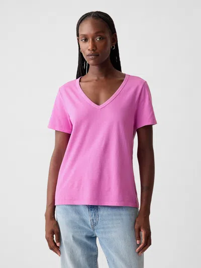 Gap Organic Cotton Vintage V-neck T-shirt In Budding Lilac Purple